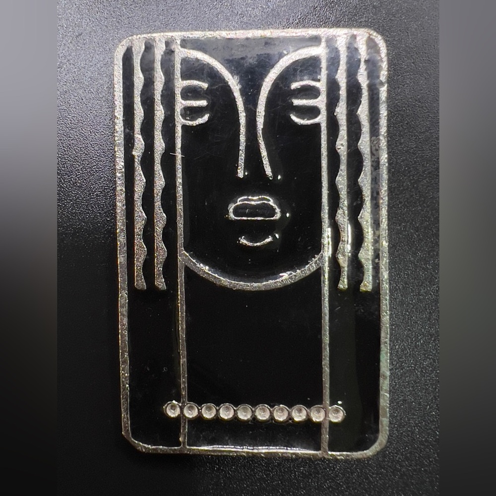 CHARLES OF THE RITZ ART DECO RITZ LADY PEWTER BROOCH PENDANT